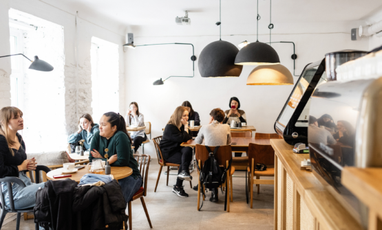 people sitting in a cafe