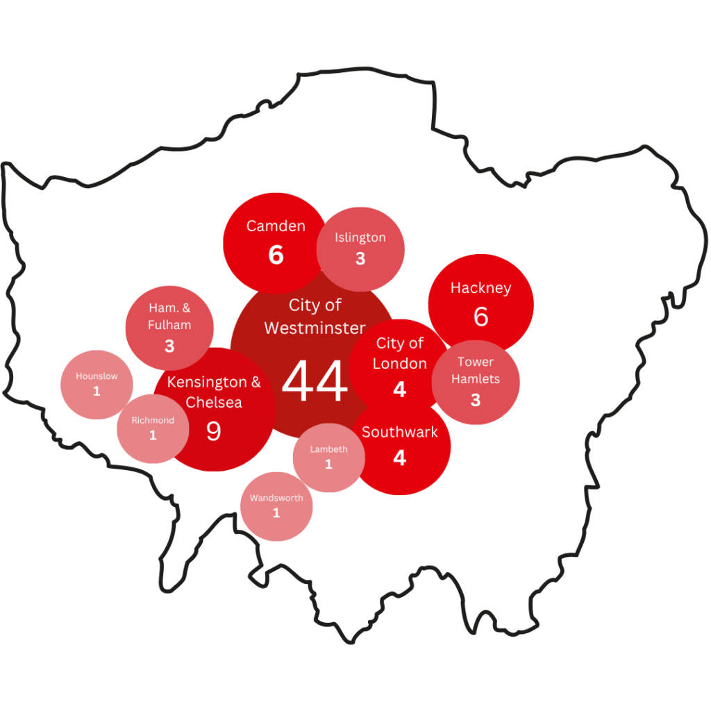 Map of London Michelin Star Restaurants in 2025